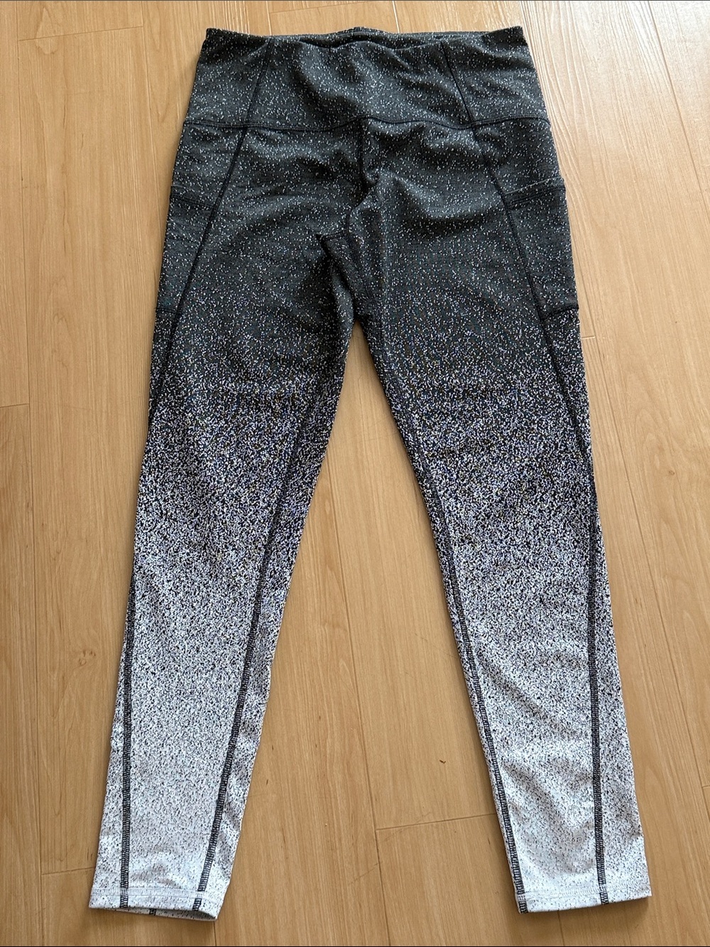 C9 BY CHAMPION ATHLETIC WORKOUT LEGGINGS SPECKLED OMBRÉ DESIGN SIDE POCKETS LG - Picture 3 of 14
